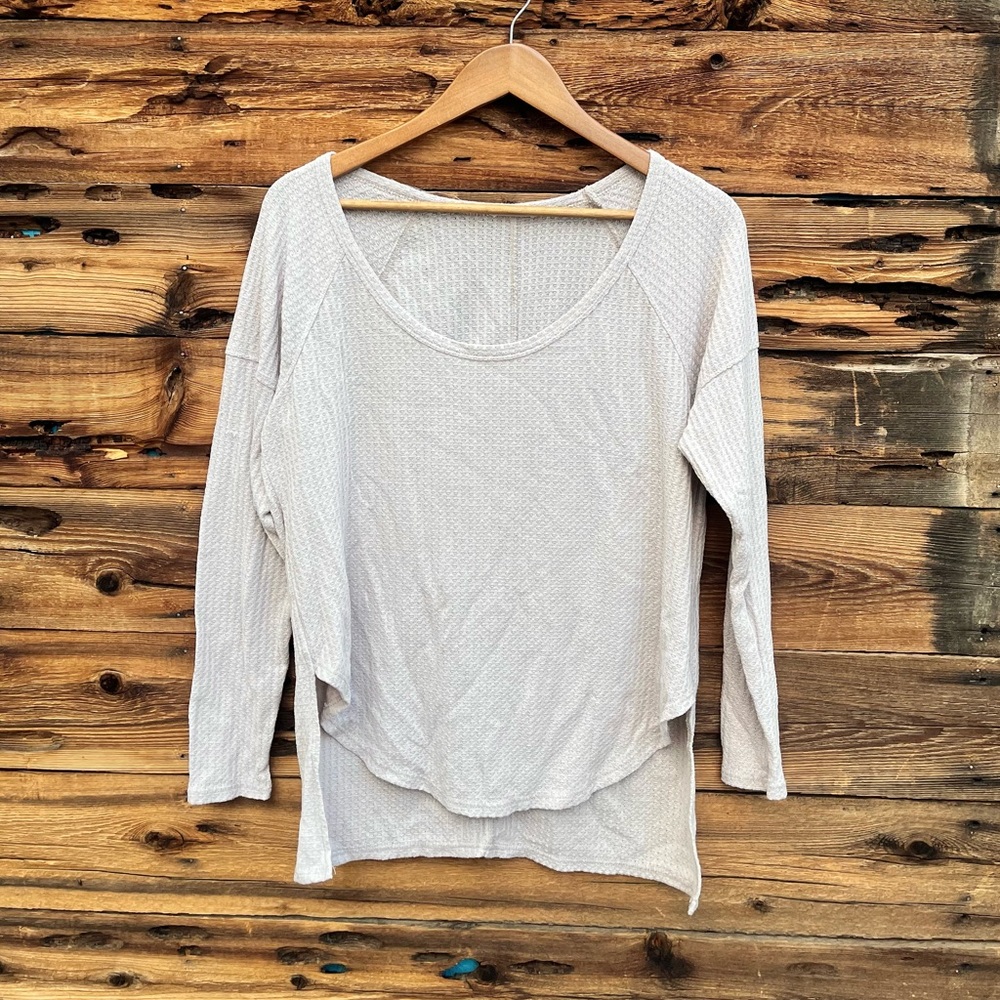 LOVESTITCH | Tan Cream Off White Waffle Knit Top M